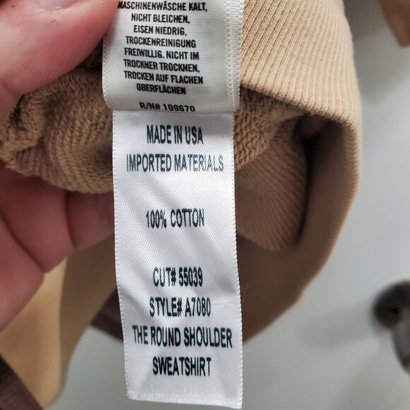 Agolde The Round Shoulder Sweatshirt Women's Tan 100% Cotton Top USA Made Sz M - Picture 6 of 9